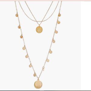 Panacea Layered Circle Charm Pendant Necklace Gold NWT